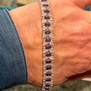 Sterling sliver amethyst and cubic zirconia tennis bracelet